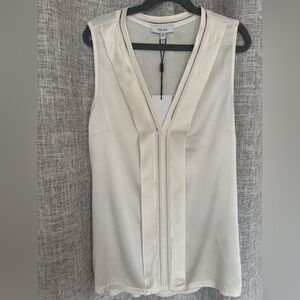 NWT Reiss CREAM Silk Top with Trim Detail